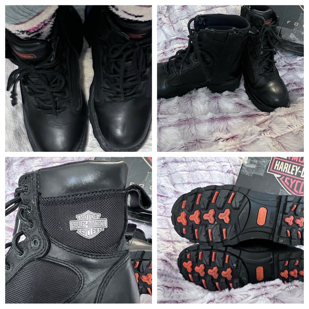 Harley-Davidson Black and Orange Combat Moto Boots